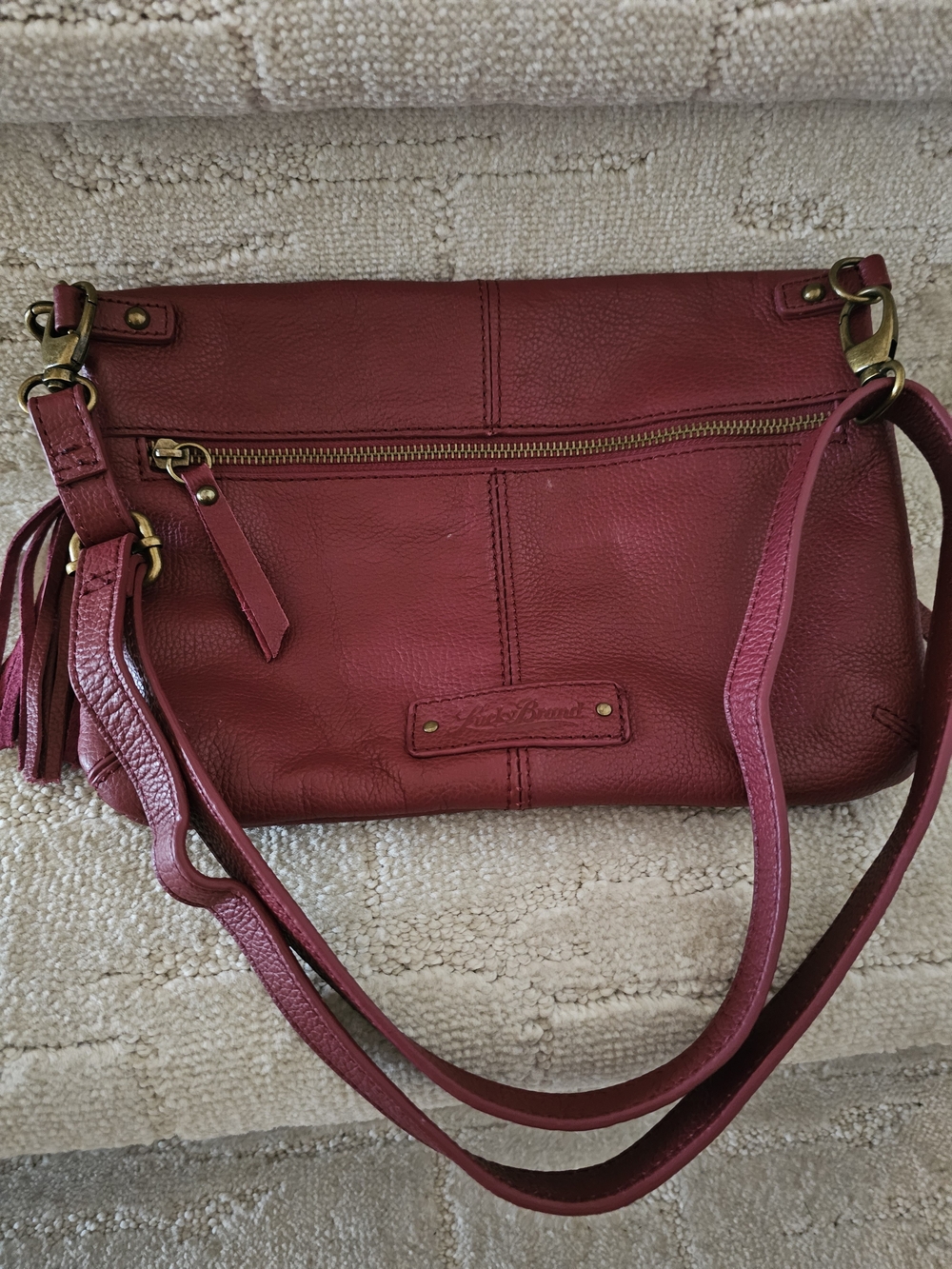 Lucky Brand Women's Leather Crossbody Bag - Wine Red